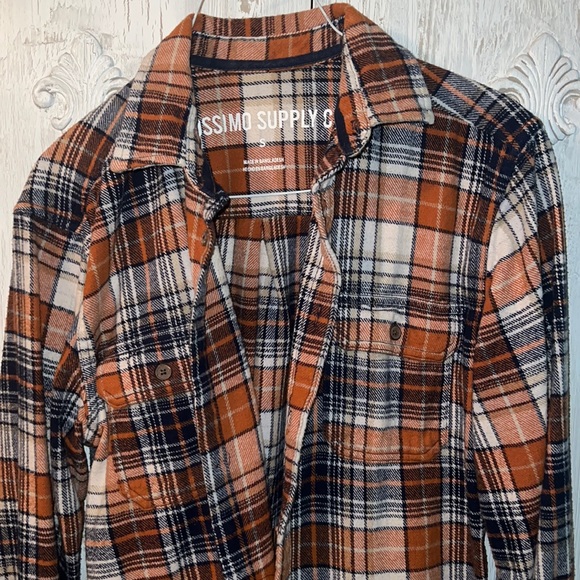 Orange and navy thick flannel shirt - small - Picture 2 of 3